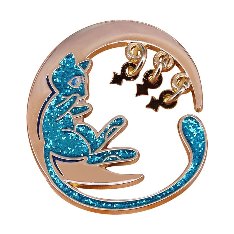 Badge de lune Mew brillant, joli accessoire pour joueurs