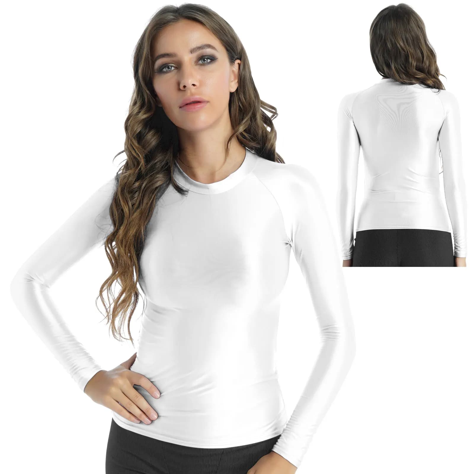 Haut de sport brillant à manches longues pour femme, t-shirt respirant lisse, coupe couvertes, exerc