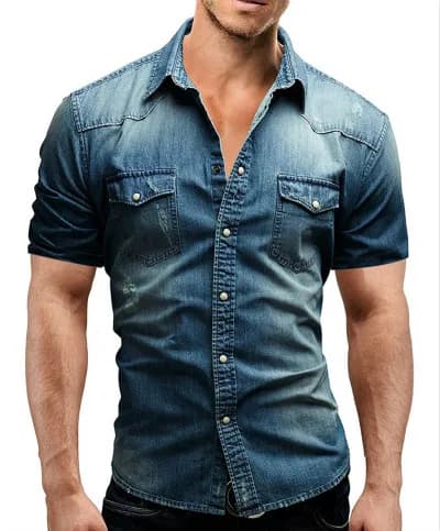 Économie en denim à manches courtes pour hommes, t-shirts en coton doux, jeans minces et légers, vêt