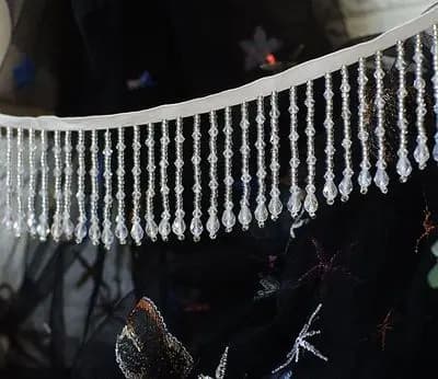 Accessoires décoratifs en dentelle à pampilles perlées blanches, robe bricolage, jupe, rideau, vêtem