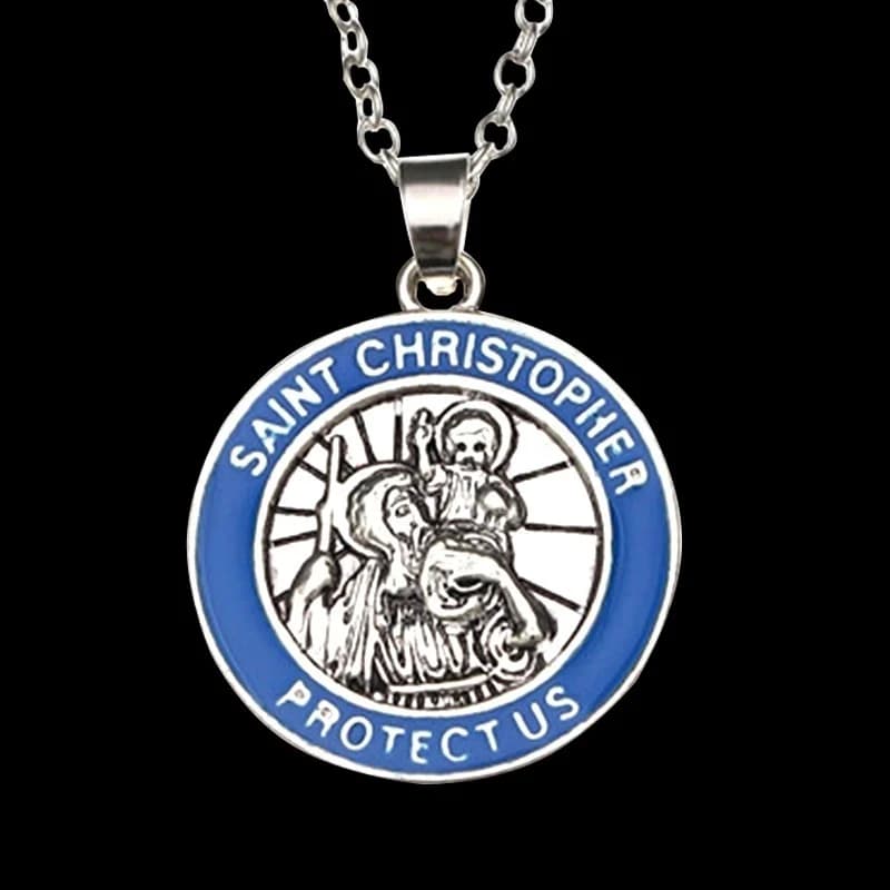 Collier pendentif Saint Christophe en alliage métallique, style punk vintage 2026, pour voyageurs ch