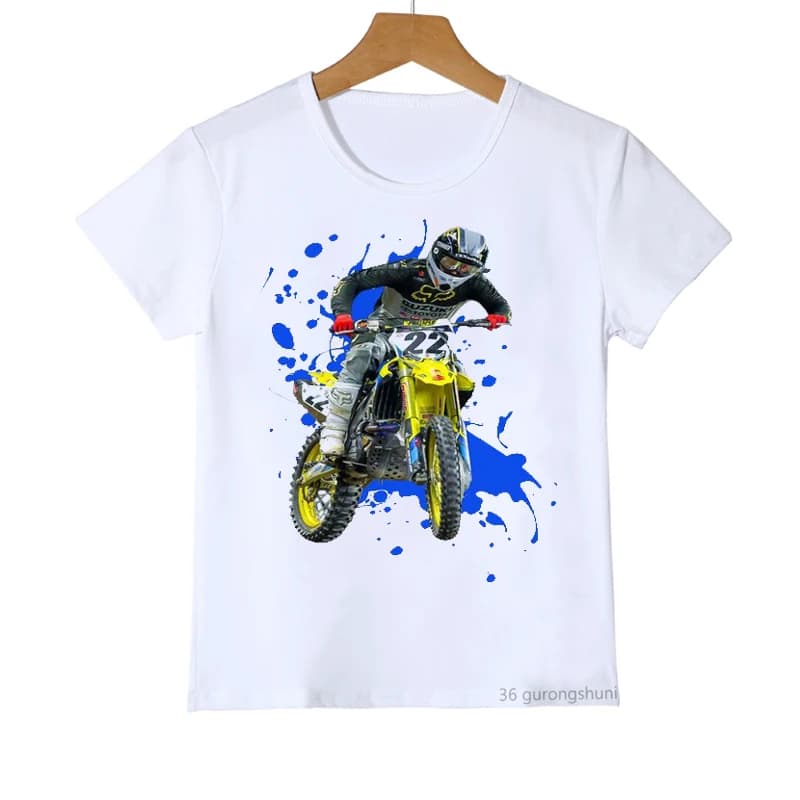 Nouveaux garçons T-Shirts drôle Super Motocross graphique impression adolescent t-shirt été enfants 