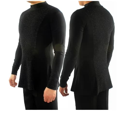 Chemises de danse latine élastiques pour hommes, haut à manches longues, vêtements de danse Chacha p