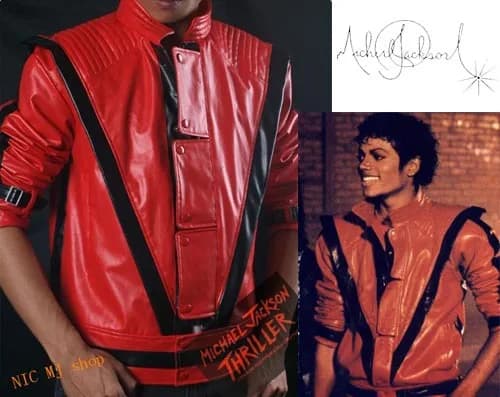 Veste Michael Jackson en Thriller MTV Red England Collection en cuir rétro Outwear
