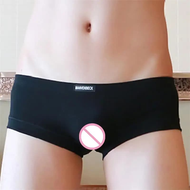 CLEVER-MENMODE Sexy hommes Boxer coton sous-vêtements doux mâle solide Mini culottes caleçons Linger