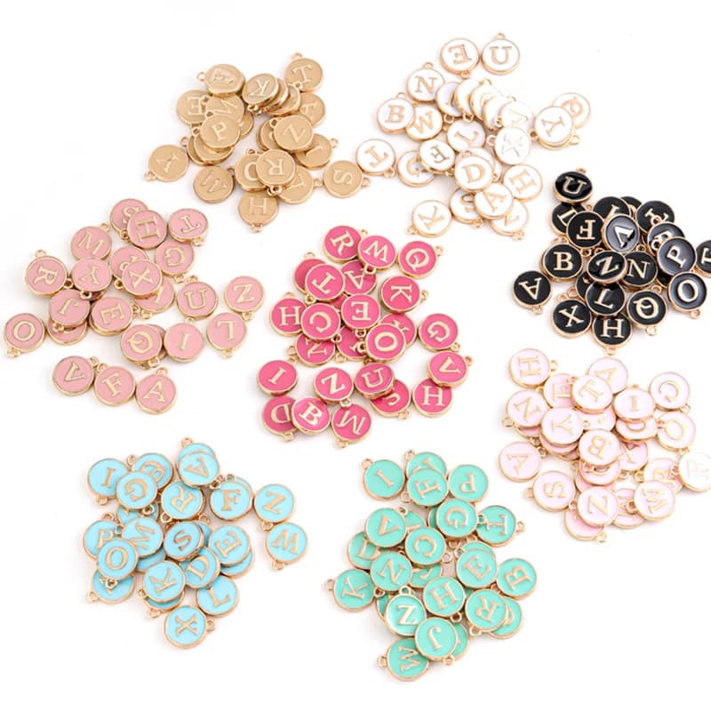 Breloques en émail faites à la main, lettres de l'alphabet, pendentif, pour la fabrication de bijoux
