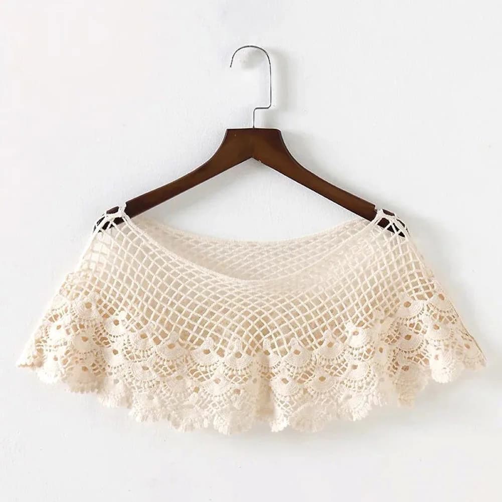 Châle poncho court en dentelle ajourée pour femme, style vintage, élégant et mignon, idéal pour mari