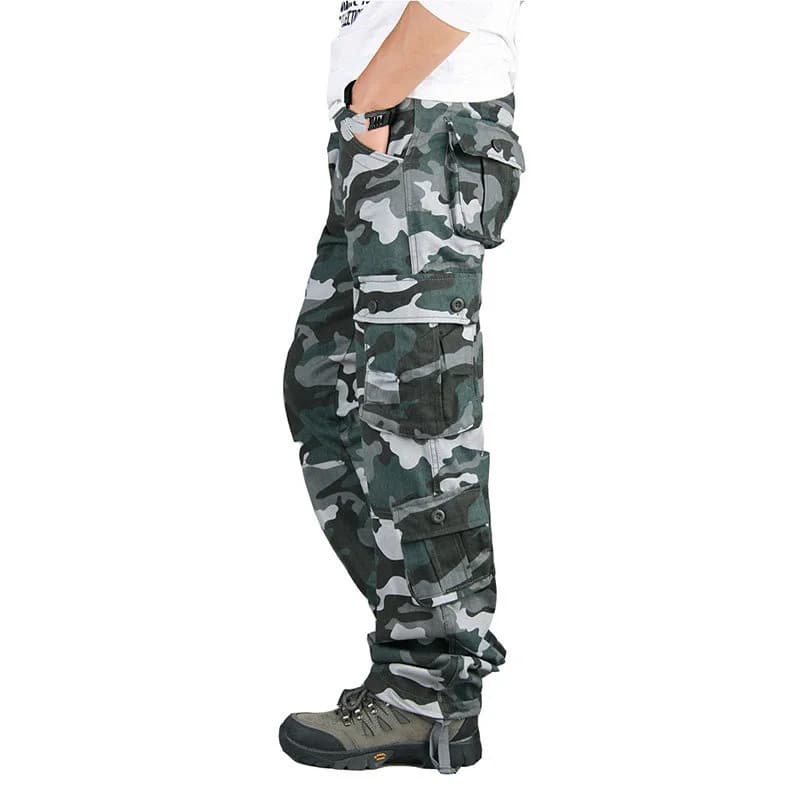 CamSolomon-Pantalon cargo camouflage pour homme, coton, multi-poches, jogging long fjHip Hop, salope