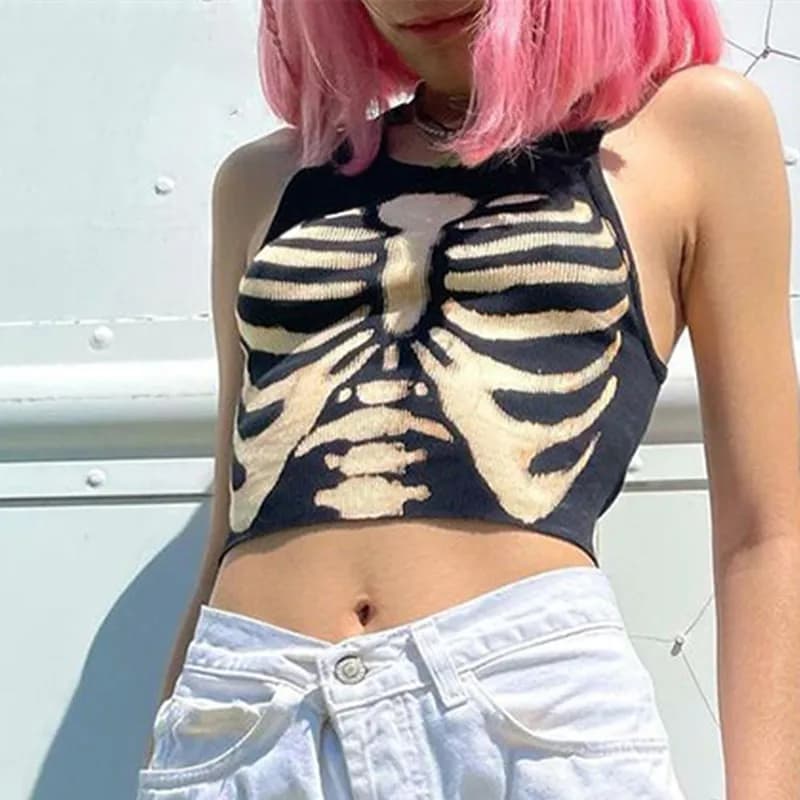 T-shirt gothique pour femmes, Streetwear décontracté, Harajuku, slim, à la mode, avec crâne, Y2K