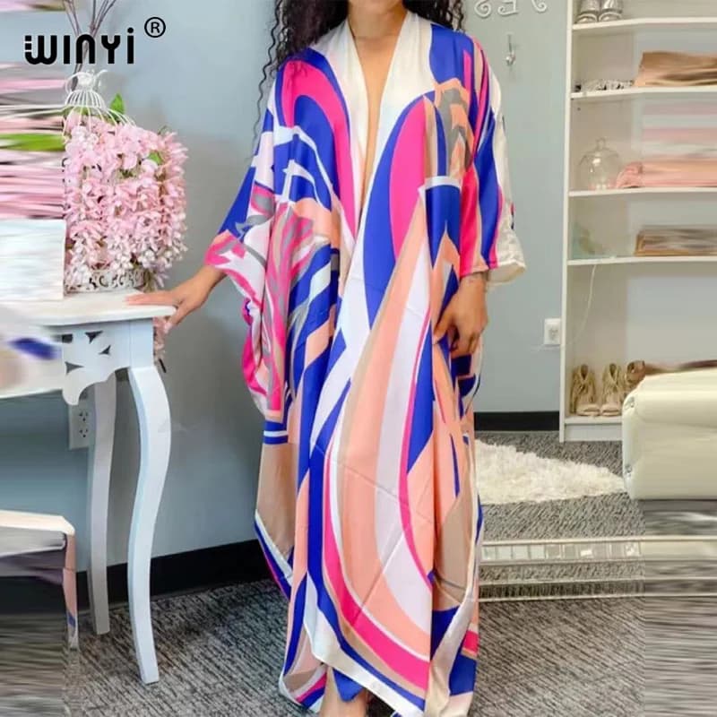Kimono Traditionnel Populaire d'Arabie Saoudite pour Femme, Vêtement d'Été, Taille Libre, Imprimé Eu