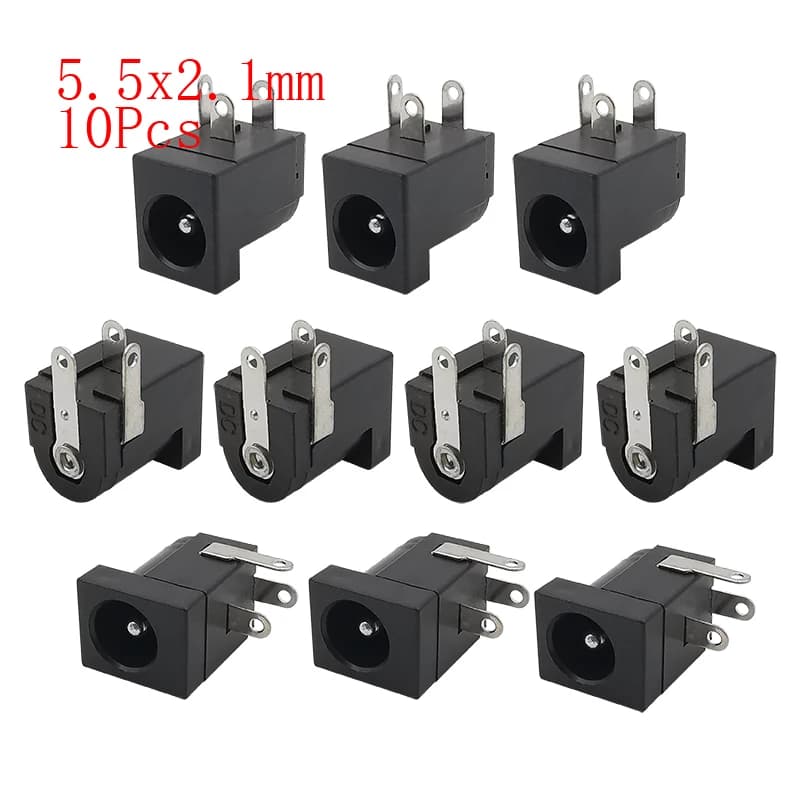 10 pièces connecteurs cc 5.5x2.1mm 3.5x1.3mm prise d'alimentation cc mâle femelle prise Jack écrou m