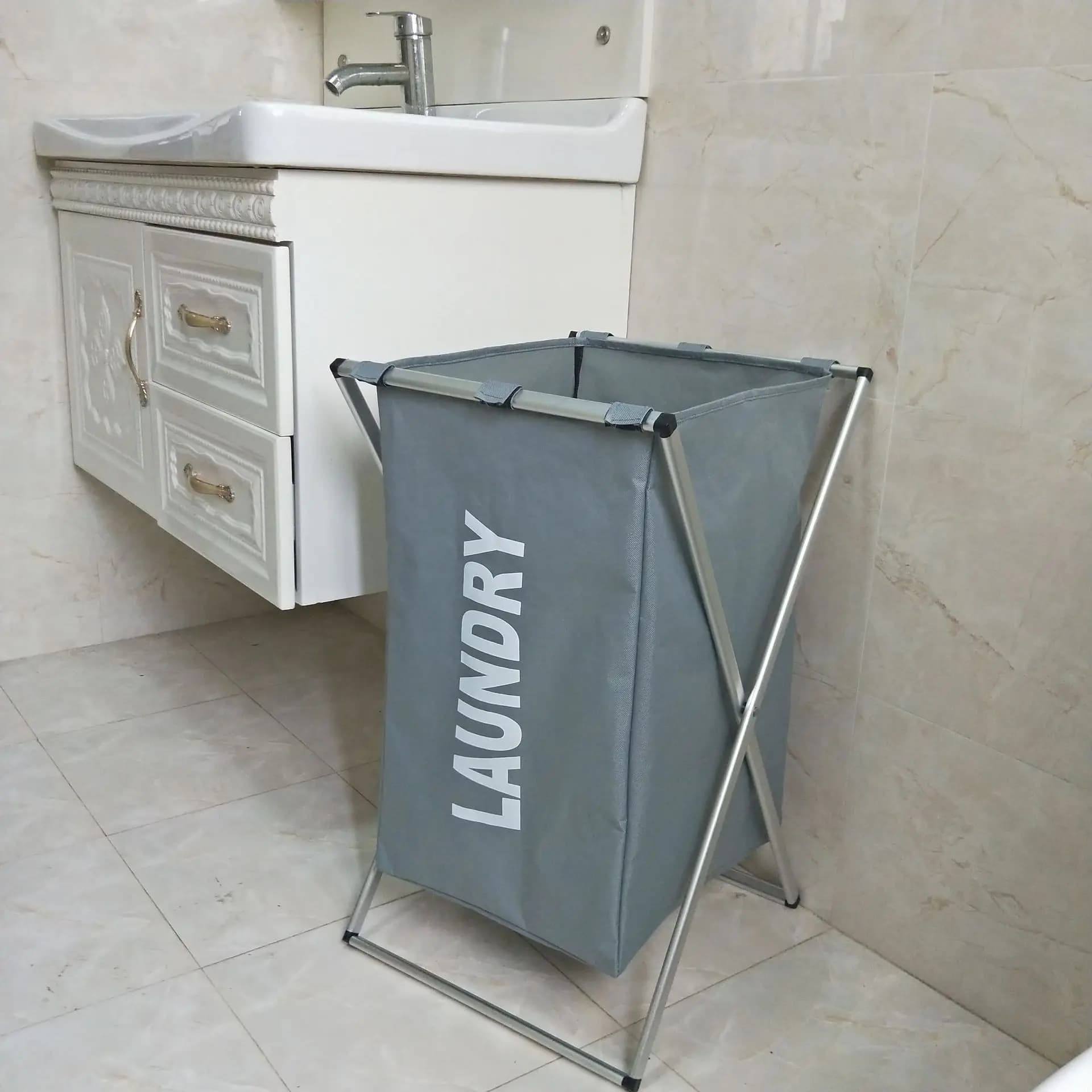 Panier de rangement pour vêtements sales à trois grilles, grand panier à linge pliable, étanche, pou