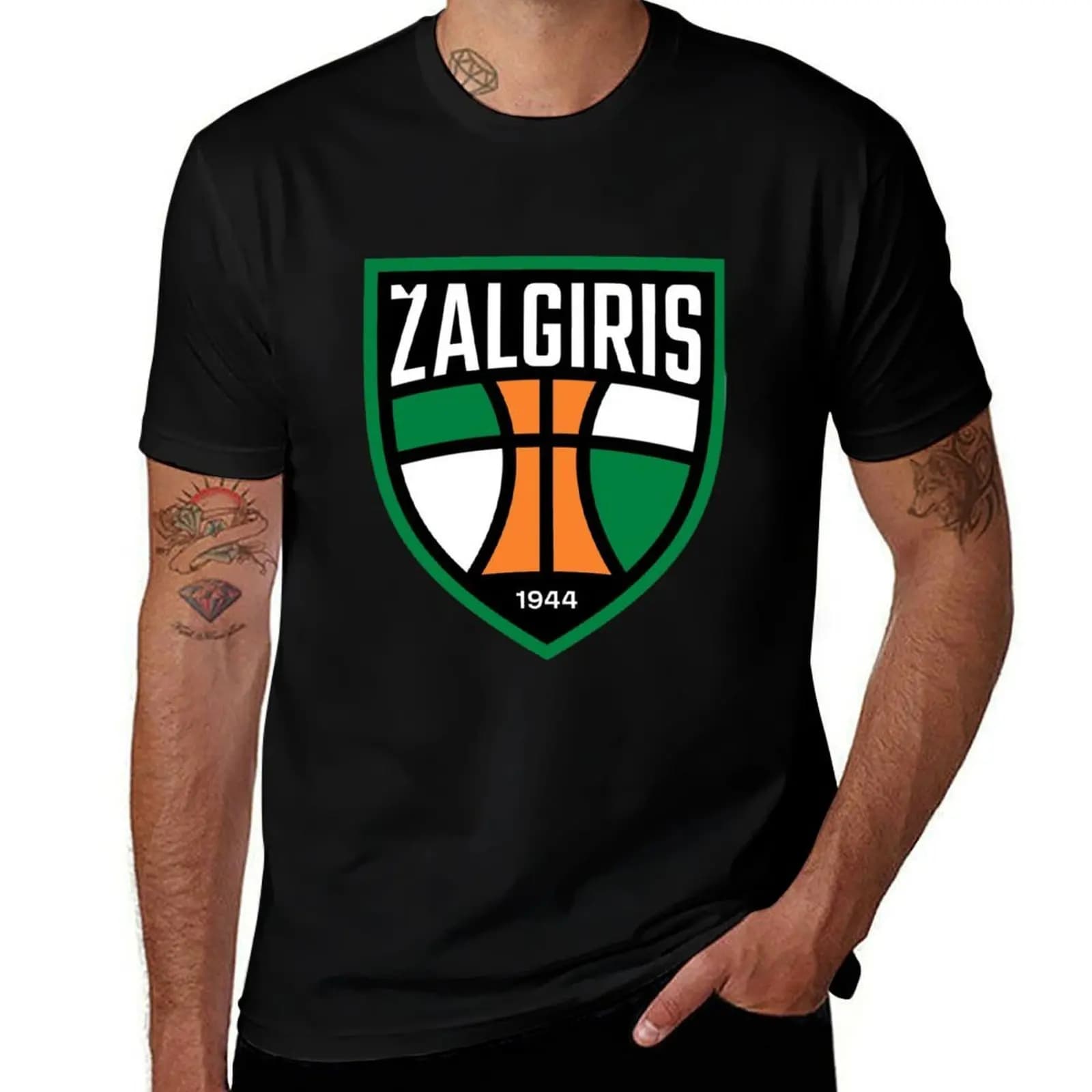 Nouveau T-shirt Homme ZALGIRIS 1944 avec Logo de Basketball, Imprimé Vintage d'Équipe Sportive, en C