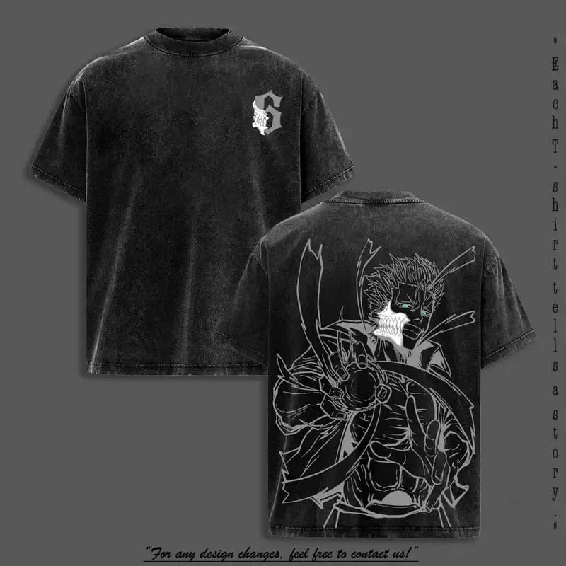 T-shirt lavé BLEACH Grimmjow Jaegerjaques T-shirt graphique confortable surdimensionné unisexe produ