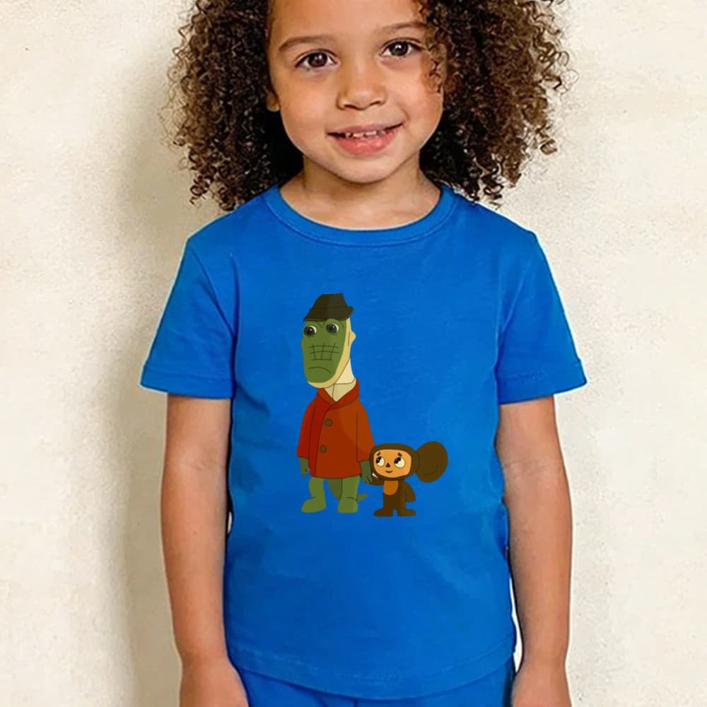 T-shirt Cheburashka avec personnages animés classiques, chemise imprimée pour enfants, T-shirt en co