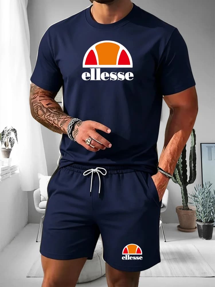 Ensemble de sport décontracté d'été pour homme Ellesse, t-shirt à manches courtes + short, deux pièc
