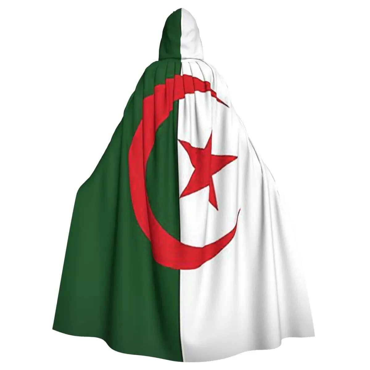 Cape longue à capuche avec drapeau officiel de l'algérie, Costume médiéval de sorcière, Cape de Cosp