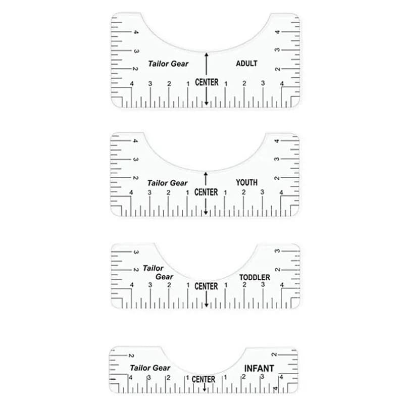 Lot de 4/8 règles d'alignement pour t-shirts, guide de mesure pour vinyle thermocollant, outil de ce