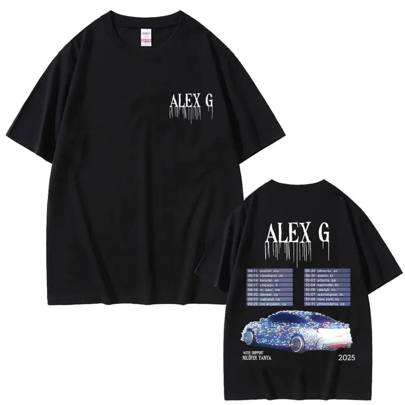 Singer Alex G Tour 2025 T-shirt Summer Men Women Cotton Casual Crewneck T Shirts Male Fashion Oversi