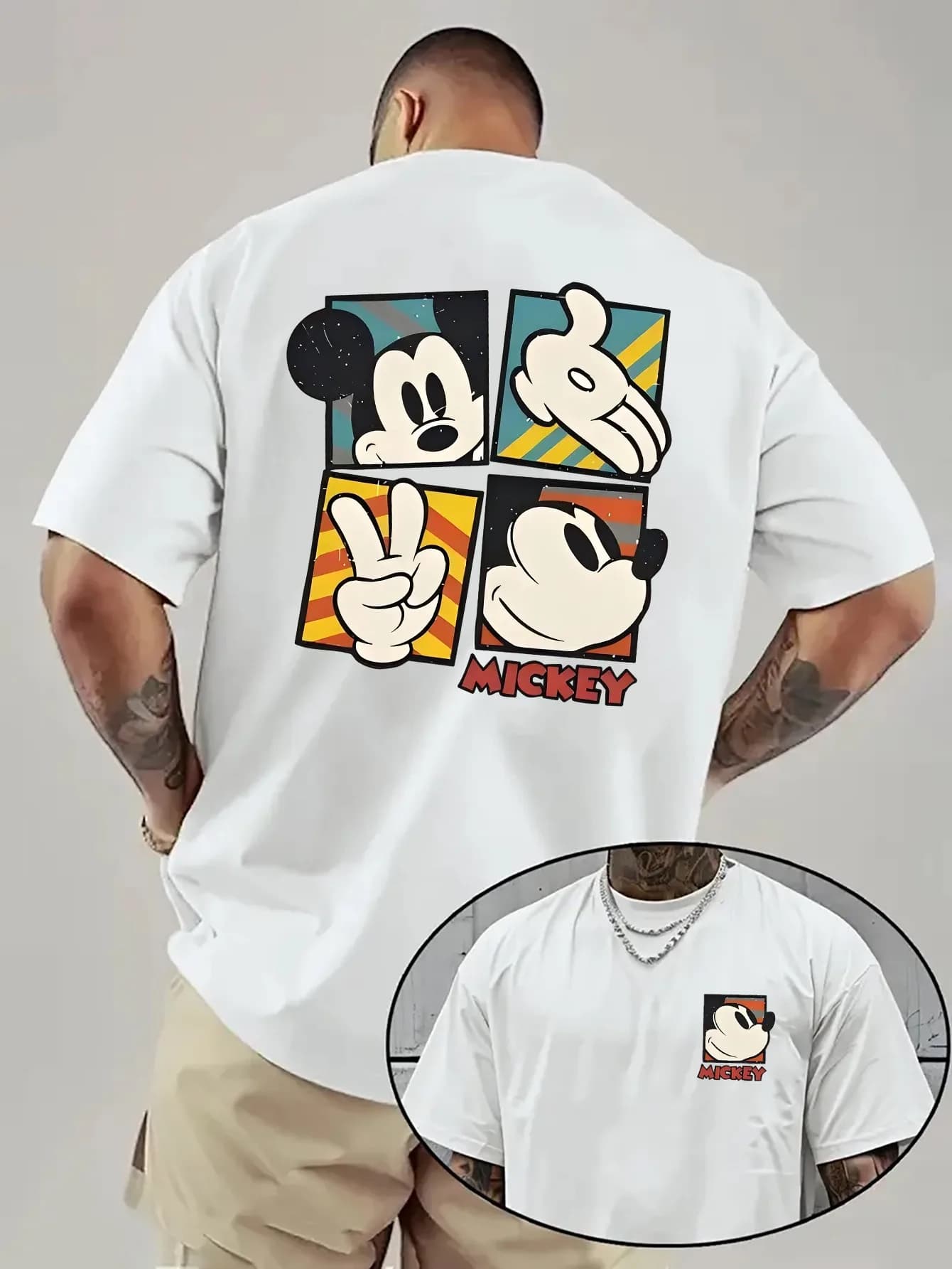 T-shirt Disney Mickey 2026 pour homme, nouvelle collection été, style streetwear, dessin animé créat