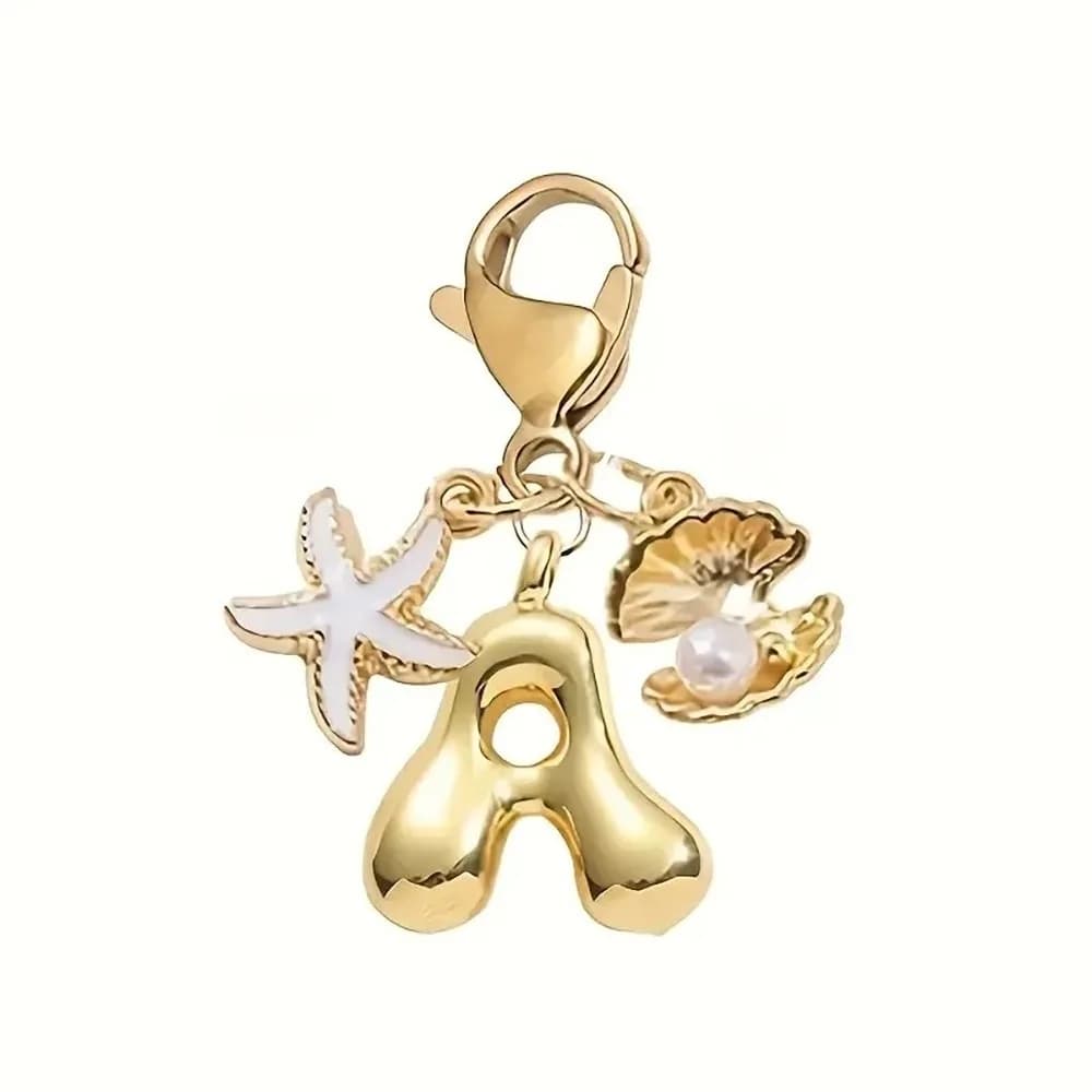 Accessoire de mode, porte-clés alphabet à bulles, 26 lettres, porte-clés doré rétro, durable, charme