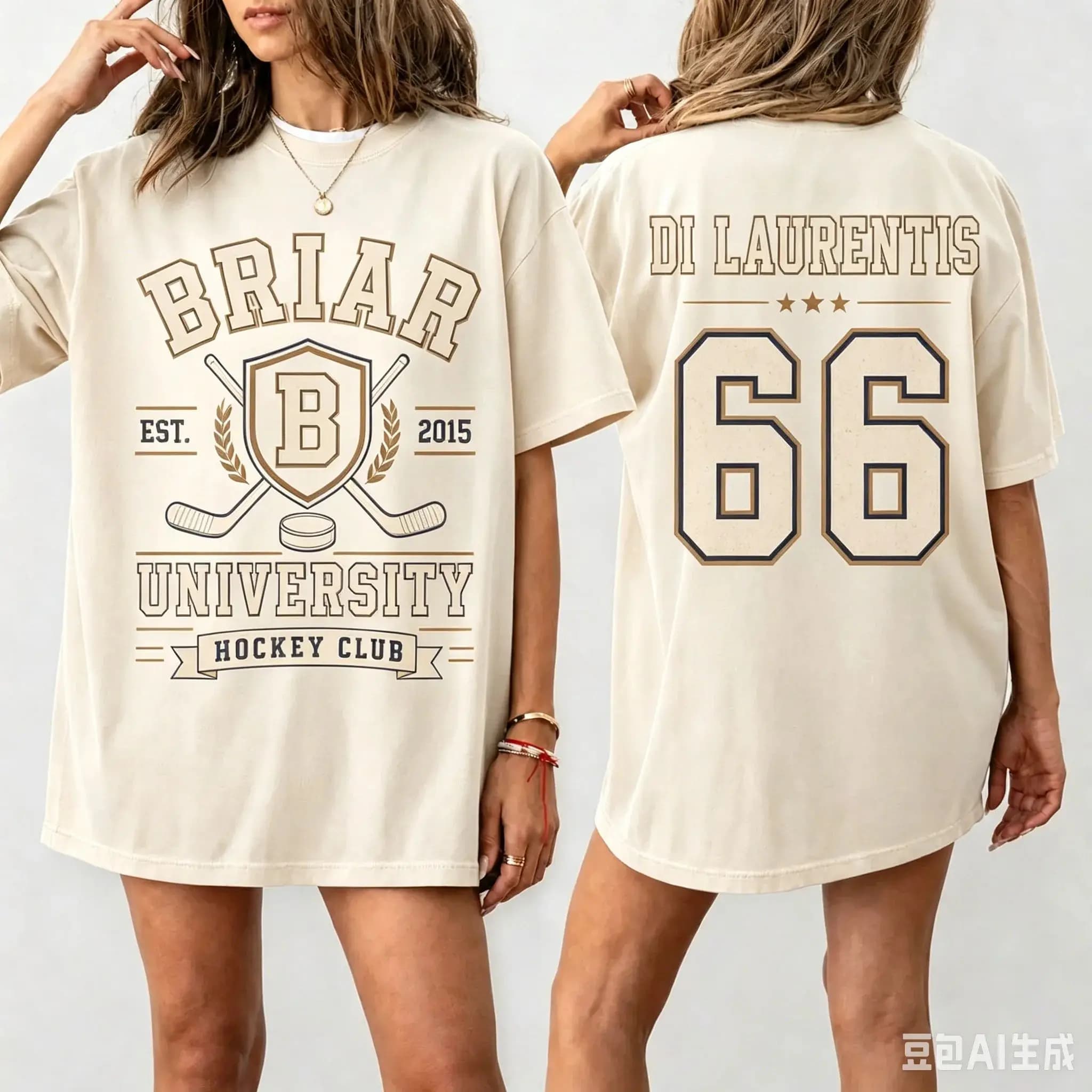 Club de hockey universitaire Briar Di Laurentis # T-shirt graphique 66 Off-Campus Vintage Y2K en cot