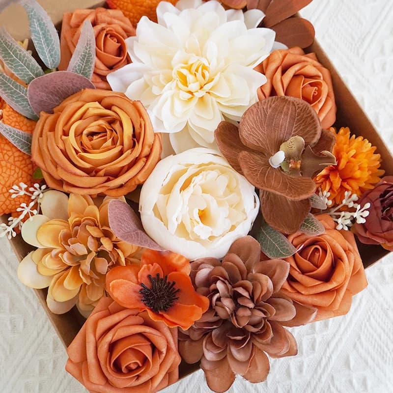 YeeNanee automne fleurs artificielles Combo coffret terre cuite pour bricolage centres de Table de m