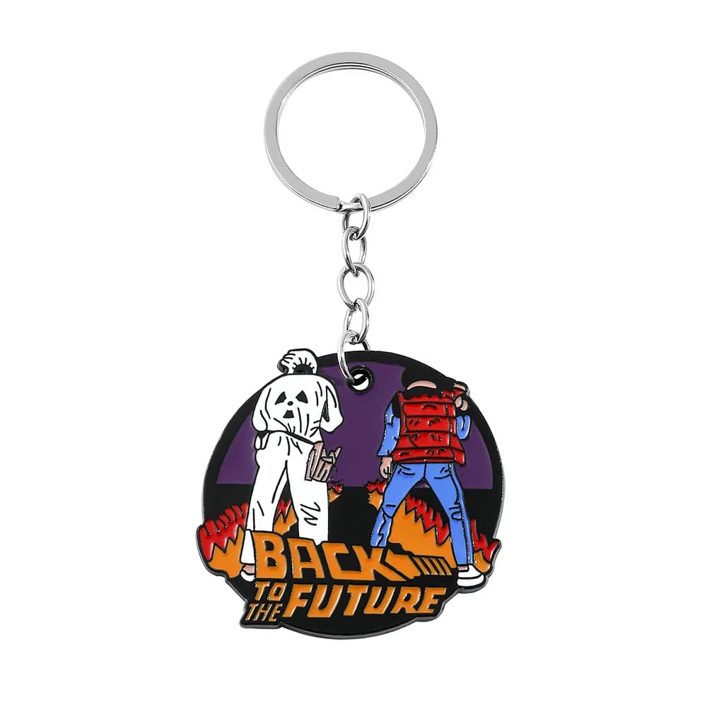 Retour vers futur porte-clés drôle Skateboard émail pendentif porte-clés sac à dos porte-clés penden