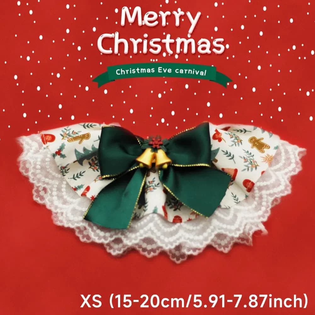 Collier bavoir de noël avec nœud pour animaux de compagnie, écharpe à carreaux, serviette de salive 