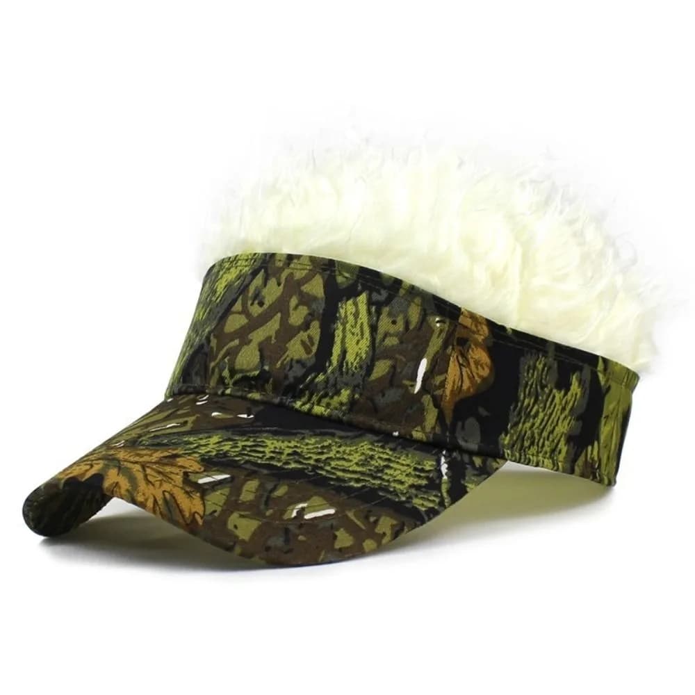 Casquette de baseball verte amusante en polyester, tour de tête 560-620 mm, chapeau à faux cheveux, 