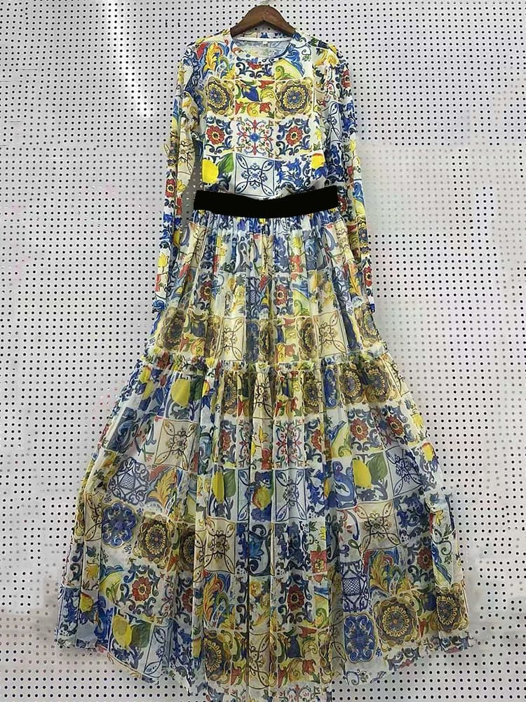 Ensemble deux pièces mode été 2026 pour femme : T-shirt tricoté à manches longues imprimé géométriqu