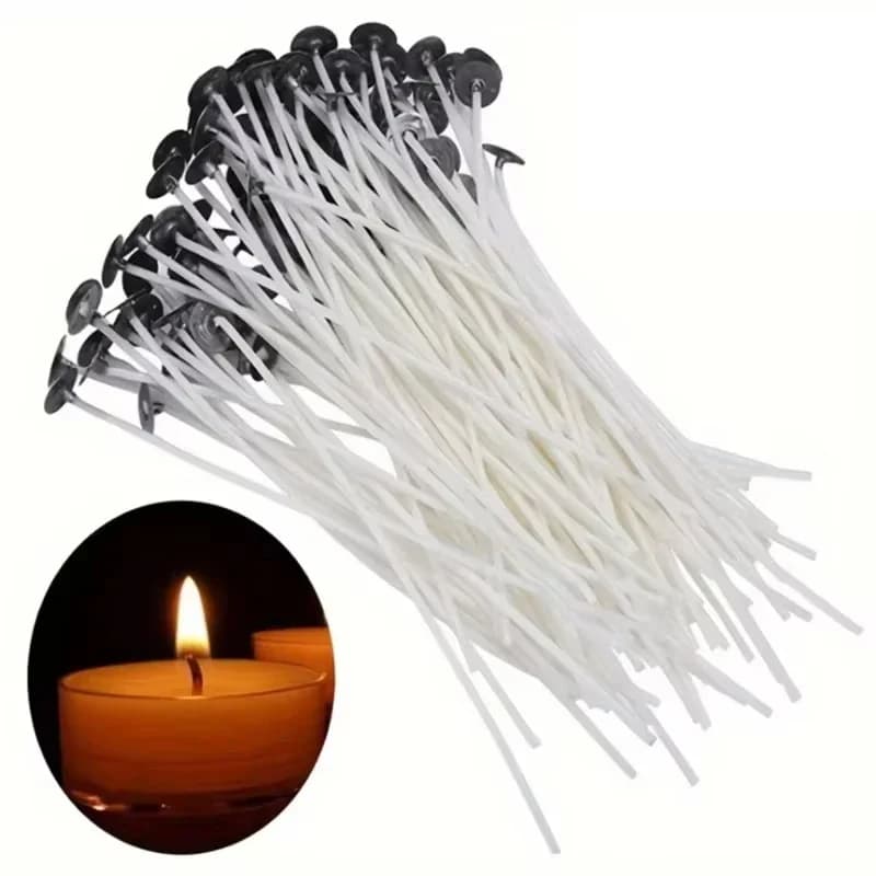 Mèches de bougies sans fumée en cire de soja, noyau en coton pur, pré-cirées pour la fabrication de 