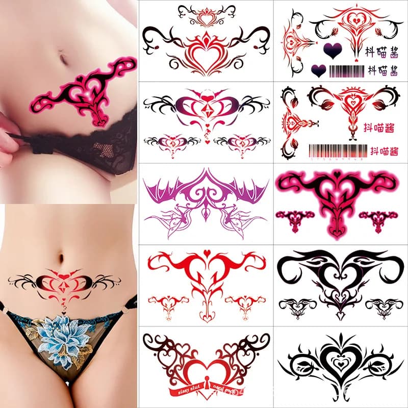 Tatouages Autocollants Temporaires Imperméables 3D pour Femme, Faux Sexe, Validation B, 10/20 Pièces
