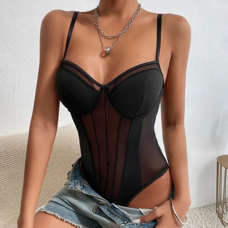 Vêtements Sexy et ajustés pour femmes, mise en forme du col en v profond, bretelles réglables, souti
