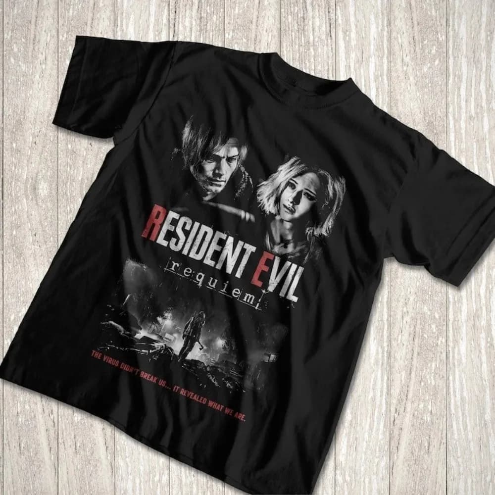 T-shirt Resident Evil Requiem, Leon Kennedy pour hommes, T-shirt d'été en coton rétro unisexe, décon