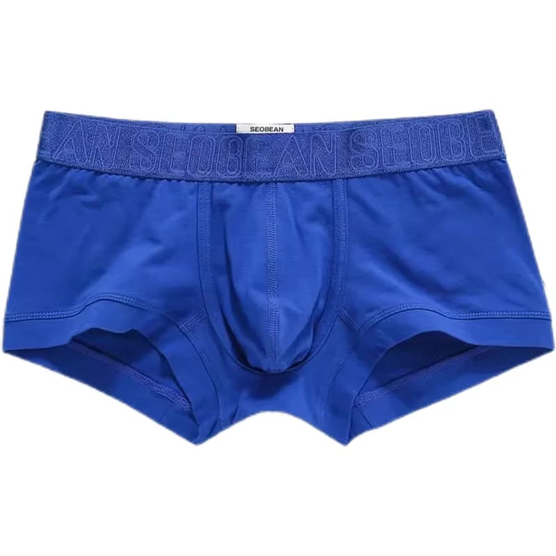 SEOBEAN sous-vêtements pour hommes short à coins plats coton coupe ajustée taille moyenne basse en f