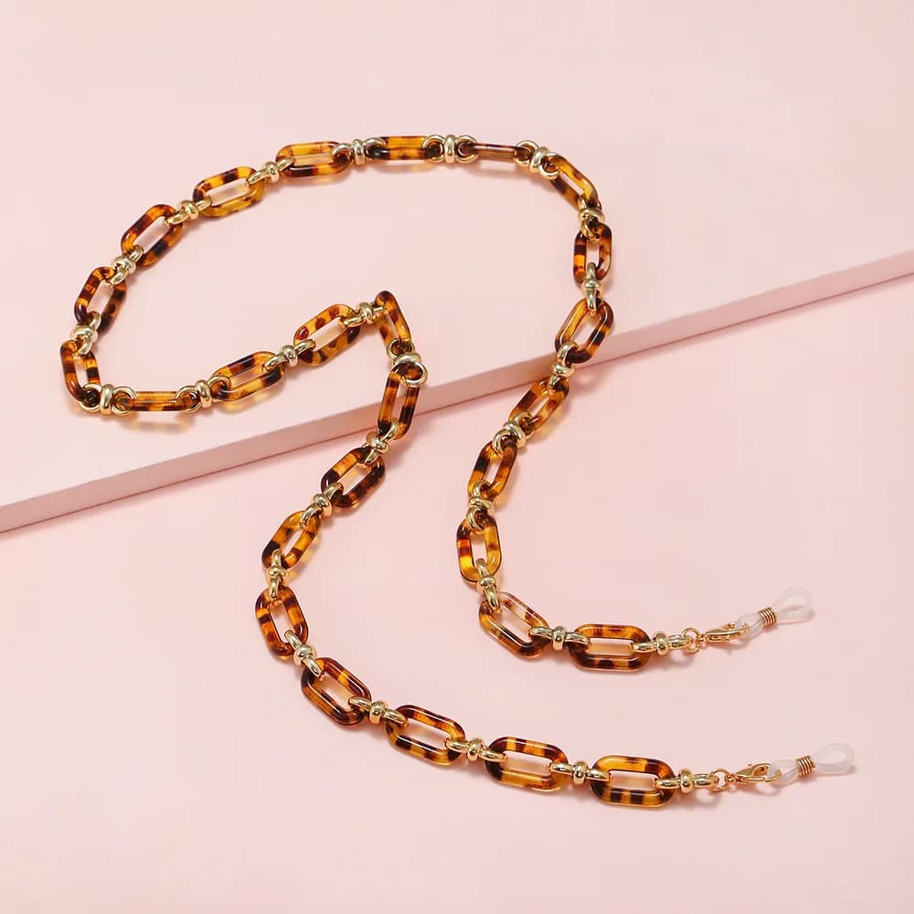 Chaîne de lunettes en acrylique léopard pour hommes et femmes, lanière de lunettes de lecture, porte