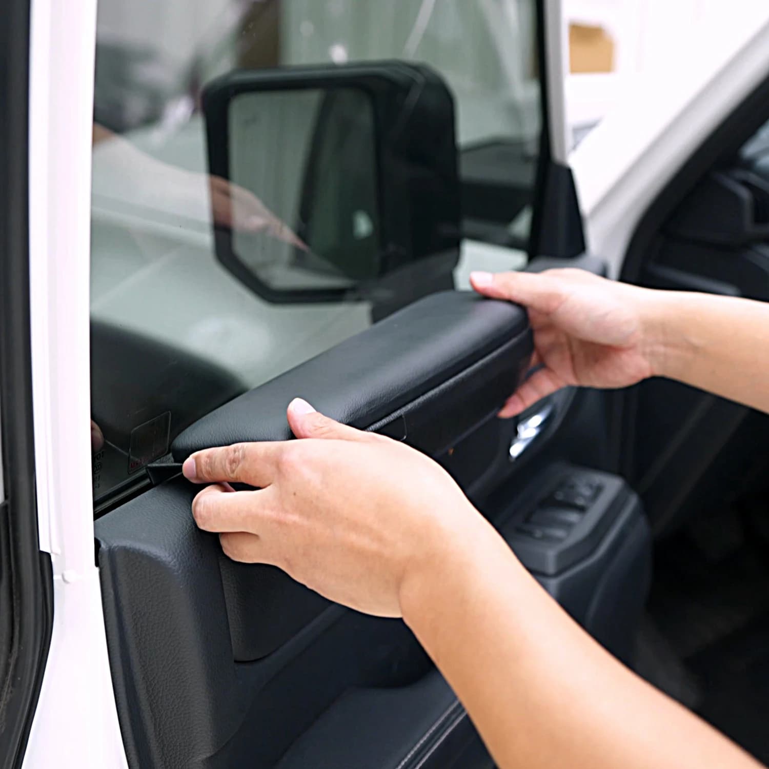 Accoudoir intérieur en cuir ABS pour porte avant de voiture, 2 pièces, pour Toyota Land Cruiser Prad