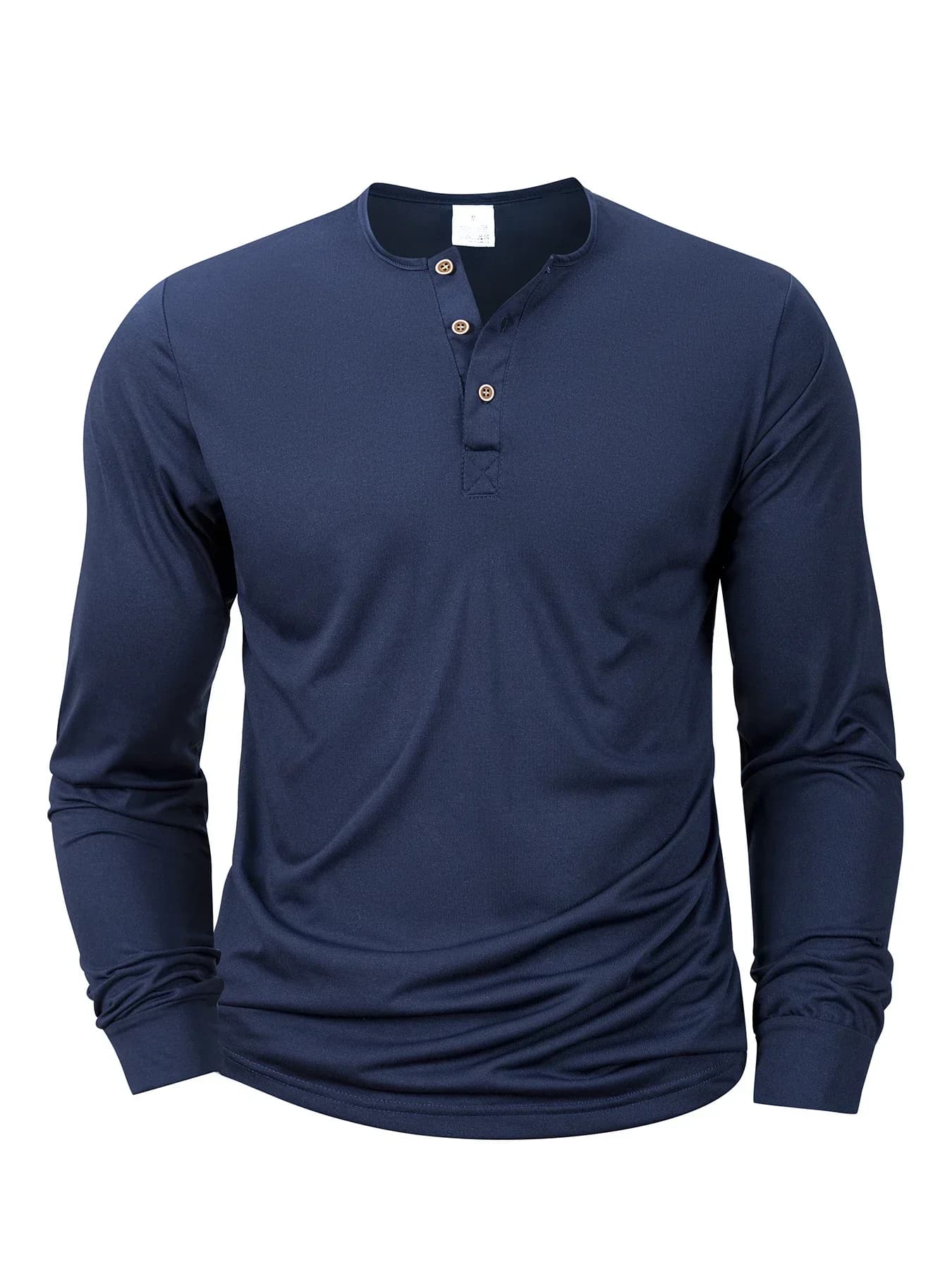 Hommes T-shirt à manches longues coupe ajustée chemise à bascule hauts de Fitness t-shirts bouton co