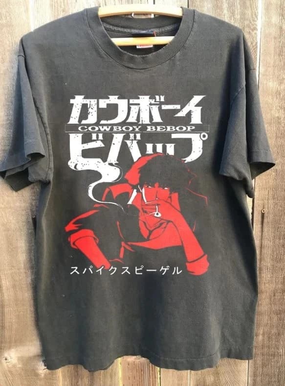 Cowboy Bebop Vintage Anime & Manga Graphic Charcoal T-shirt unisexe Vtg