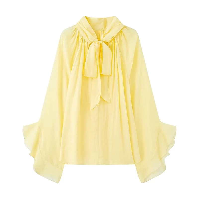 Chemisier Femme Perspective 2026 Nouvelle Collection Printemps – Blouse Élégante à Nœud Papillon, Vo