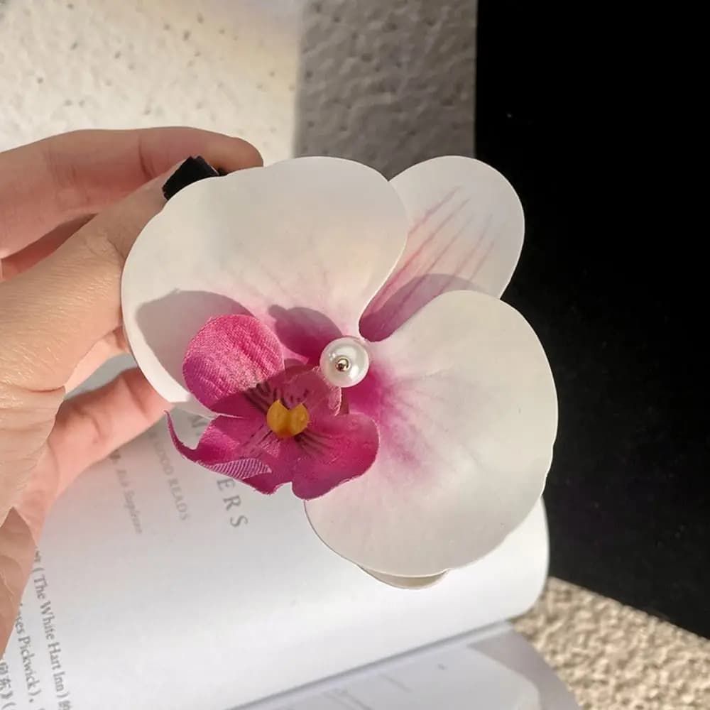 Pince à cheveux fleur orchidée rose, accessoires pour cheveux, ornement de cheveux, épingle à cheveu