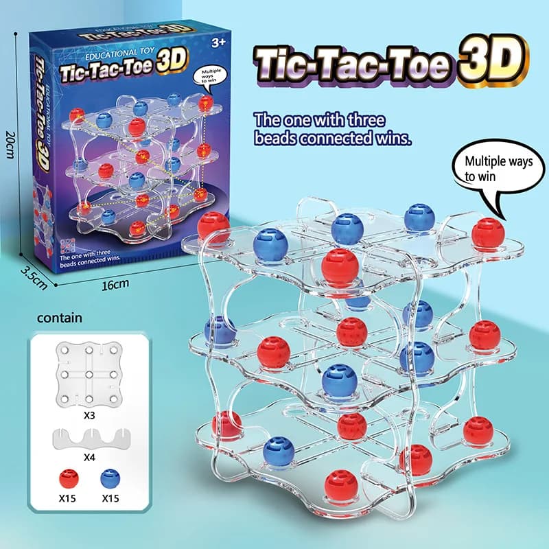 Jeu de société transfrontalier 3D Tic Tac Toe | Jouet d'apprentissage précoce pour enfants | Expansi