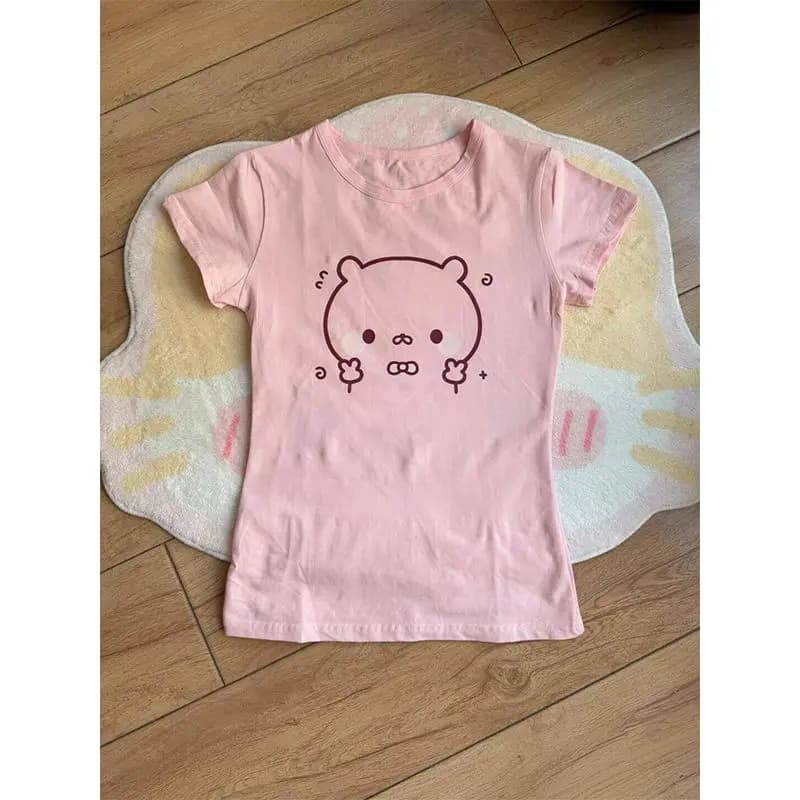T-shirts pour femmes, t-shirts japonais mignons, tunique à manches courtes, coton, camisetas ropa mu