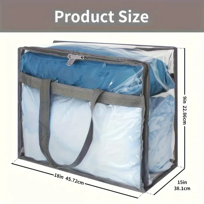 Sac de rangement transparent pour vêtements, sac de rangement avec mousse renforcée, fermeture éclai