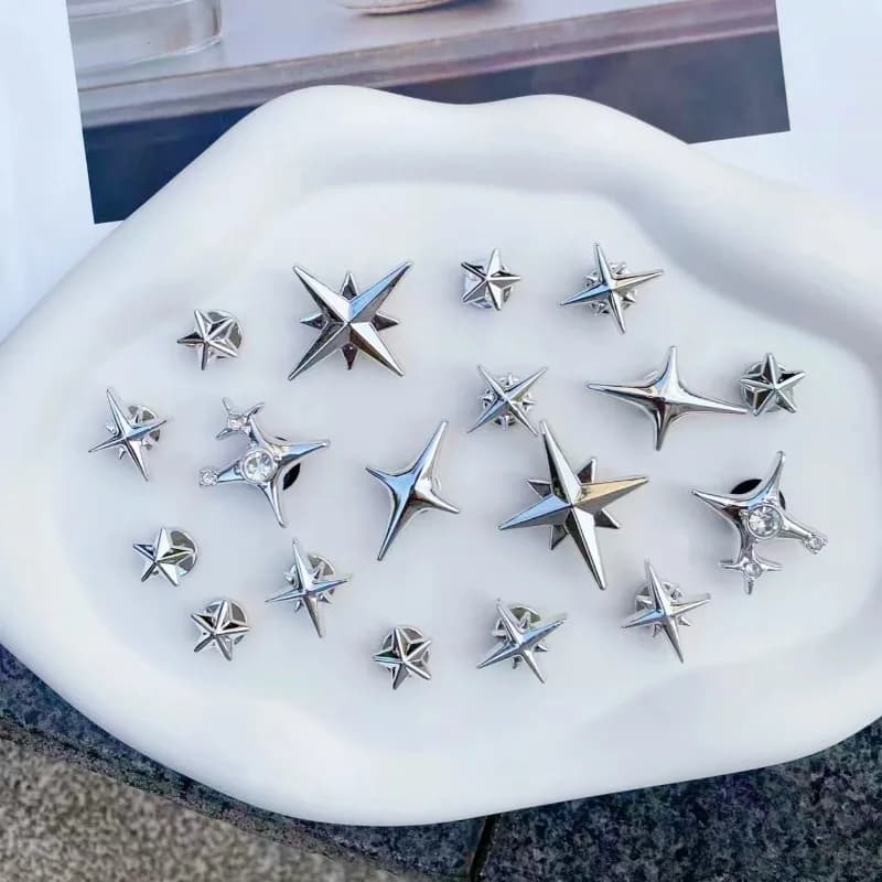 18 Accessoires de chaussures étoile argentée pour la mode DIY - Décorations amusantes et multifoncti