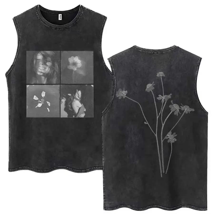 Ariana Grande Petal Album Washed Tank Tops Gothic Vintage Men Oversized Sleeveless T Shirt 100% Cott