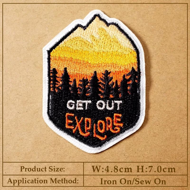 Patch brodé pour vêtements, idéal pour le camping et les aventures en plein air, à coudre ou thermoc
