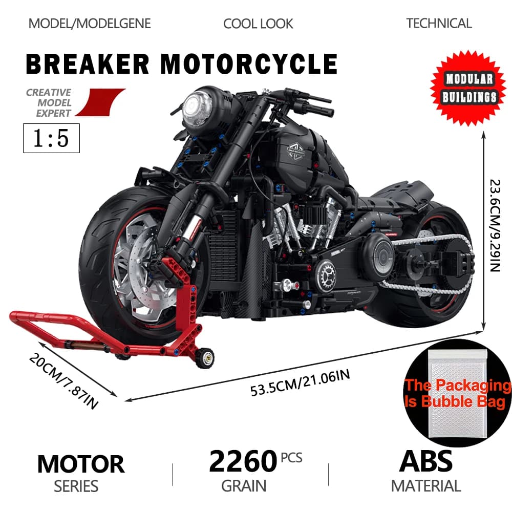 Breaker Halei – blocs de construction de modèle de moto, taille 1:5, briques techniques, décoration 