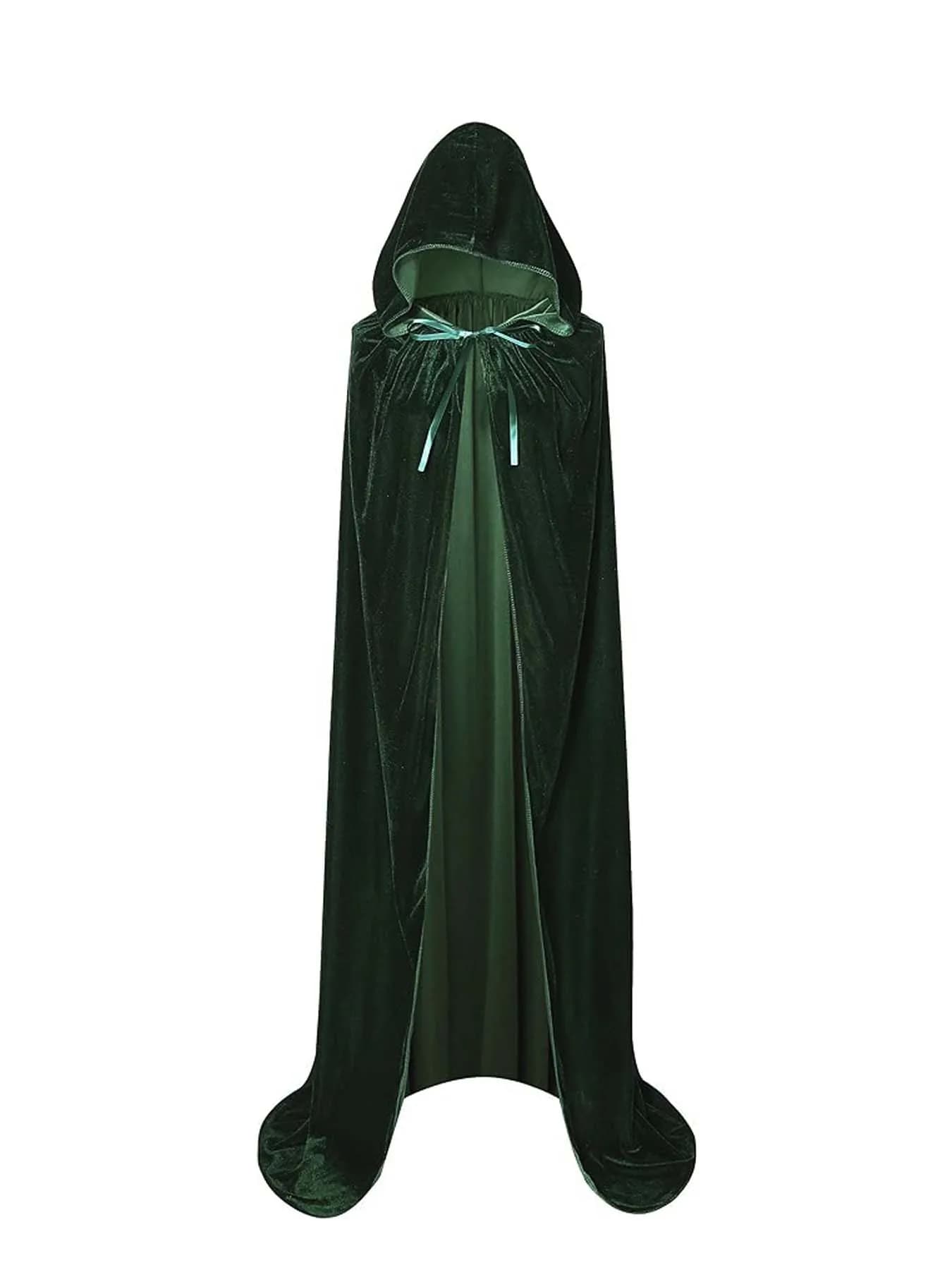 adult Halloween long hooded Pleuche Grim Reaper Cloak  Medieval Costume Witch Wicca Vampire Hallowee